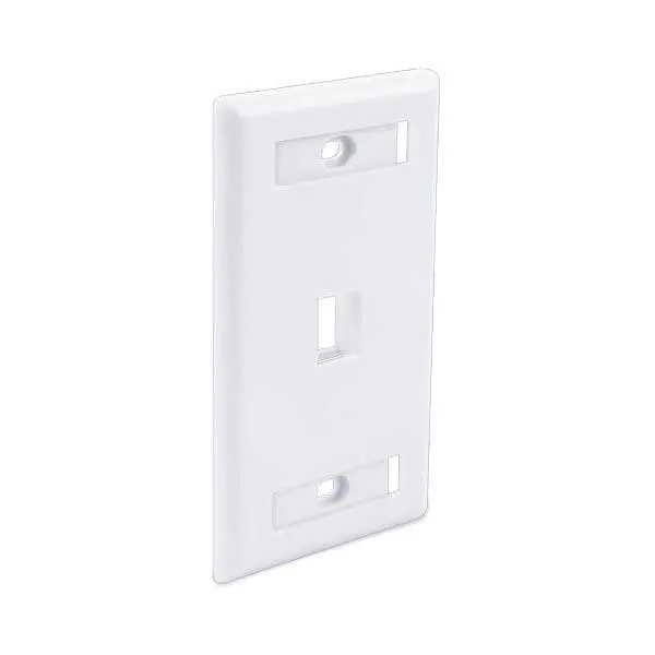 Wavenet 1-Port White Keystone Wallplate with Labeling Windows – Single-Gang Flush Mount