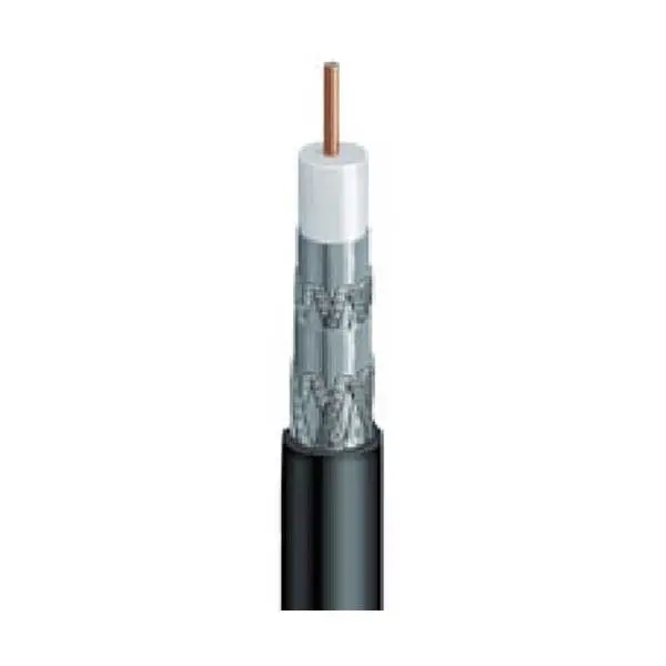 Wavenet 1000ft RG-6/U Quad-Shield CMR Coaxial Cable – Copper-Clad Steel, 75Ω (Black)