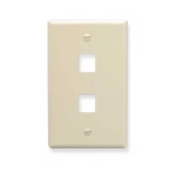 Wavenet 2-Port Ivory Keystone Wallplate – Single-Gang Flush Mount, No Labels