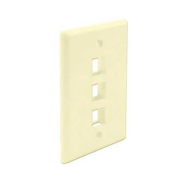 Wavenet 3-Port Ivory Keystone Wallplate – Single-Gang Flush Mount, No Labels