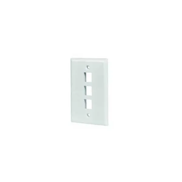 Wavenet 3-Port White Keystone Wallplate – Single-Gang Modular Faceplate