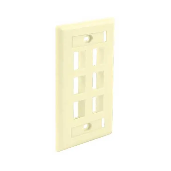 Wavenet 6-Port Ivory Keystone Faceplate – Single-Gang Flush Mount with Labeling Windows