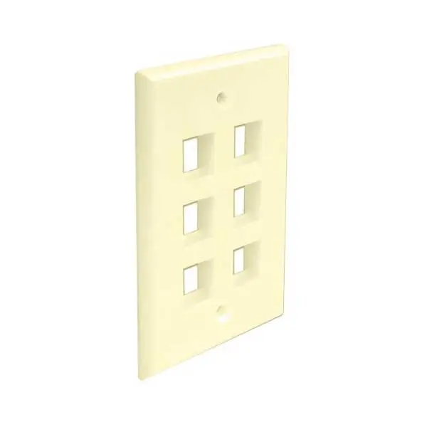 Wavenet FP06PIV-S 6-Port Ivory Keystone Wallplate — Single-Gang Flush Mount