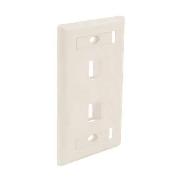 Wavenet Ivory 2-Port Flush-Mount Keystone Wallplate with Label Windows