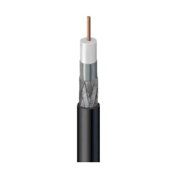 Wavenet RG-6/U Dual-Shield Coaxial Cable – 60% Shielding, Bare Copper Conductor, CMR-Rated (75Ω, Black)