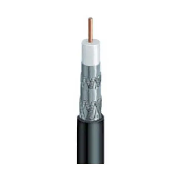 Wavenet RG-6/U Quad-Shield CMR Coaxial Cable – 1ft, Copper-Clad Steel Conductor, 75Ω (Black)