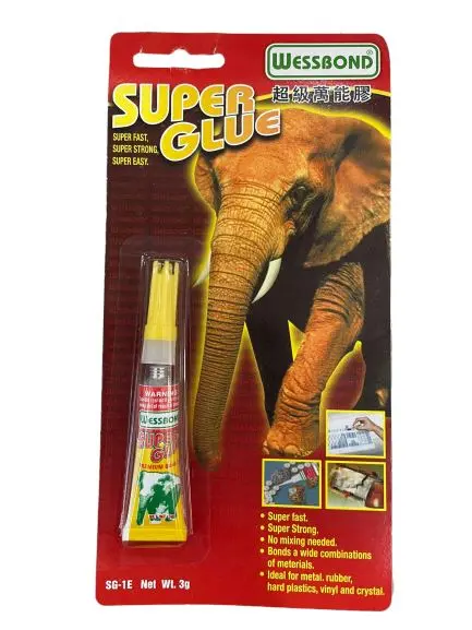 Wessbond Elephant Super Glue – Fast-Bonding Cyanoacrylate Adhesive, 3g Single-Pack