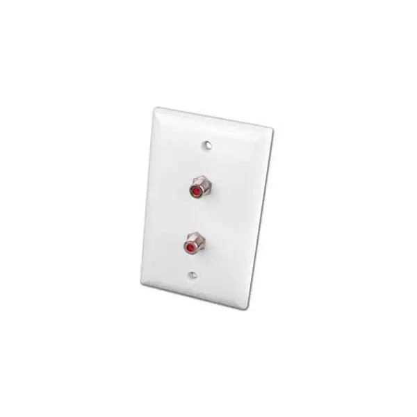 White Dual-Coax 3GHz Video Wall Plate – Single-Gang Digital RF Output