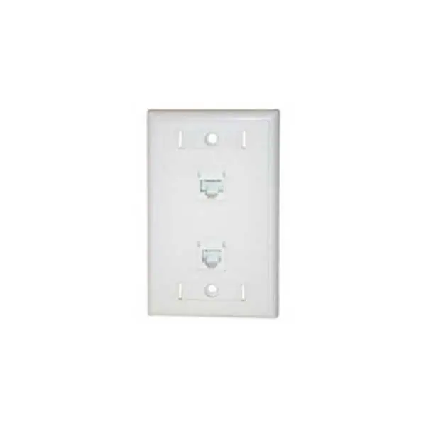 White Dual-RJ45 Wall Plate with Screw Terminal Blocks for Structured Wiring