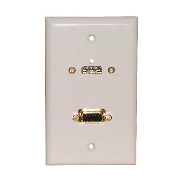 White HDMI and VGA Combo Wall Plate