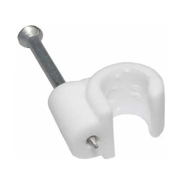 White RG6 Coaxial Cable Retainer Clips for Wall and Stud Mounting