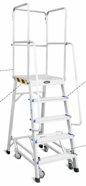 XG L-XG358A Retractable-Caster Aluminium Platform Ladder – Lightweight & Mobile | L-XG358A