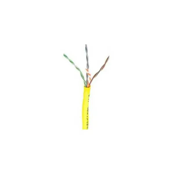 Yellow Plenum-Rated Cat5e Cable (CMP) – 24 AWG, 4-Pair, 350 MHz, Flame-Retardant FR-PVC, 1000 ft Box