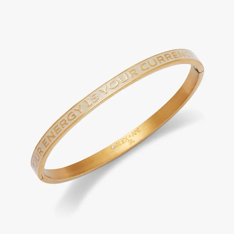 ‘Your Energy Is Your Currency’ Adjustable Hinge Bangle