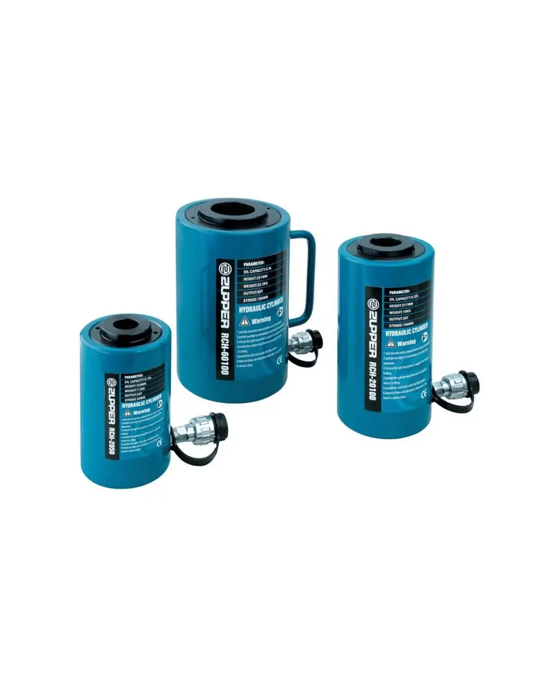 Zupper 60-Ton Single-Acting Hollow Plunger Hydraulic Cylinder – 50mm/100mm Stroke | ZUPPER-RCH