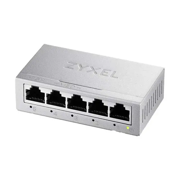 Zyxel GS-105BV5 – 5-Port Metal Gigabit Unmanaged Switch with QoS, Fanless & Silent Design