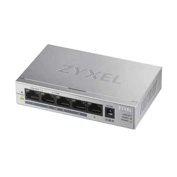 Zyxel GS1005HP – 5-Port Gigabit Unmanaged PoE+ Switch with 60W Power Budget
